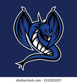 blue dragon mascot logo. dragon e sport gaming logo