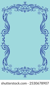 Blue Dragon Page Border Design with elegant ornamental florals. Perfect for fantasy-themed projects, invitations, and decorative artwork with a mythical touch.