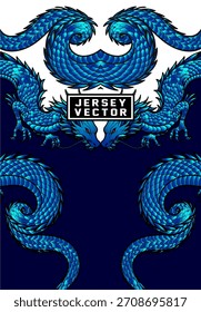 PADRÃO DE DRAGÃO AZUL CAMISA DE SUBLIMAÇÃO COMPLETA