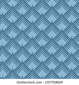 Blue dragon scale vector seamless pattern background texture. Surface pattern design for home decor, accessories, apparel, textile, wallpaper, wrapping paper, packaging, fabric, textures.