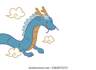 Blue dragon vector illustration material