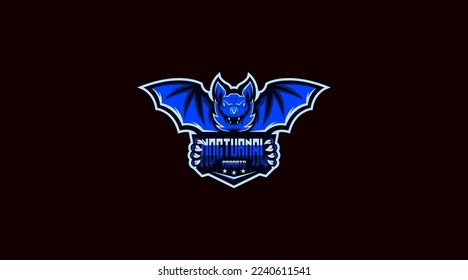 Blue dragon vector logo design illustration 