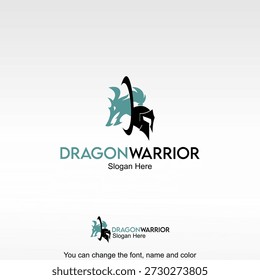 Blue Dragon Warrior Logo Template Design Vector. A modern dragon design symbolizing speed, power, and innovation