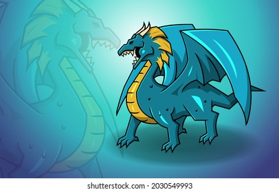 Blue Dragon Wings Fantasy Mythology Monster Legend Creature