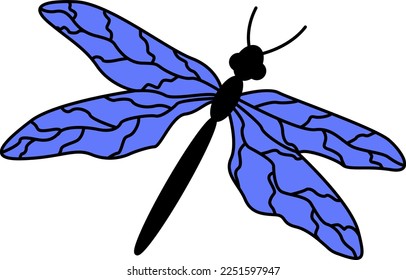 Blue dragonfly. Flying dragonfly vector illustration isolated on white background

