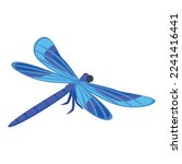Blue dragonfly icon isometric vector. Wing dragon. Summer bug