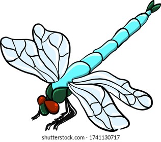 Blaue Libelle, Illustration, Vektor auf weißem Hintergrund