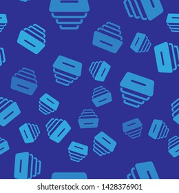 Blue Drawer with documents icon isolated seamless pattern on blue background. Archive papers drawer. File Cabinet Drawer. Office furniture.  Vector Illustration