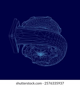 Blue drawing of a car engine with a turbo. The engine is shown in a 3D format