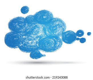 Blue drawing clouds on  white background. Vector illustration. Can use for printing and web element.