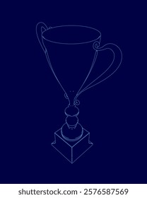 Blue drawing of a cup with a blue background. The cup is shown in a 3D perspective, with a blue color scheme