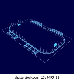 Blue drawing of a hockey rink with a blue background. The rink is empty and the blue color gives a sense of calmness and serenity