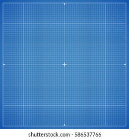 Blue drawing millimeter paper with linear markings. Vector Illustration