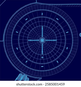 A blue drawing of a roulette table with a blue background. The table is shown in a top view