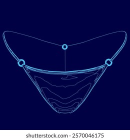 Blue drawing of a woman's underwear with a blue background. The underwear is shown in a close up and the design is very detailed