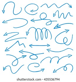 Blue Drawn Arrows. Vector Illustration.