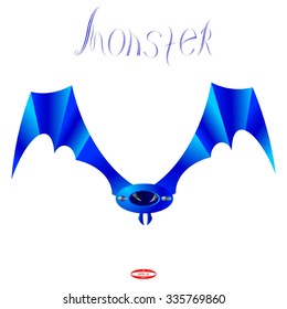 blue dreadful monster mutant isolated on white background. vector illustration