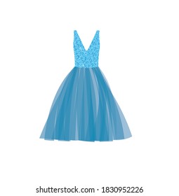 Blue dress with glitter, vector