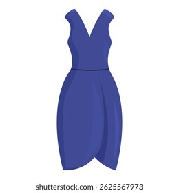 Blue dress with v neck and belt, fashion illustration for online shop, modern trendy clothing