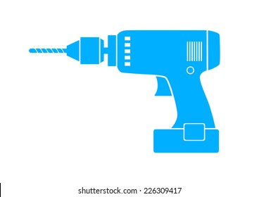 Blue drill icon on white background 