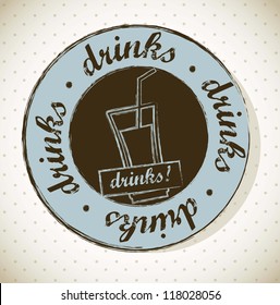 blue drink illustration, vintage stamp. vector illustration