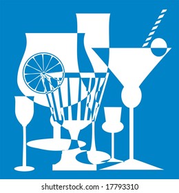 Blue drinking glasses vector illustration