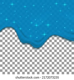 Blue Dripping Slime On Transparent Background. Flowing Toxic Sticky Liquid. Vector Background