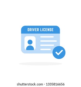 blue driver license card icon. concept of driver's personal documents or simple id card with chip. flat cartoon style trend modern logotype graphic art color design isolated on white background