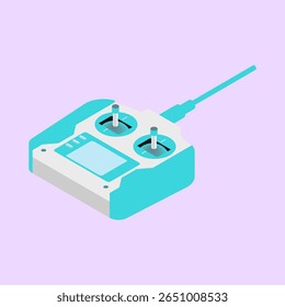 Blue drone controller vector set with antenna