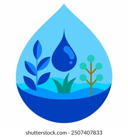 a blue drop aquarium with plants