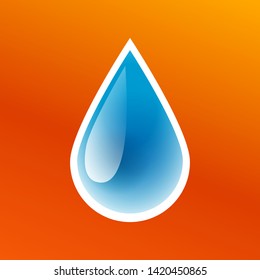 Blue drop of clean pure water icon isolated, washing sticker, fresh aqua droplet, vector illustration