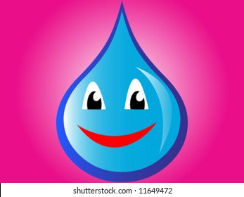 Blue Drop With A Happy Smiley Face