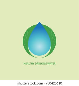 Blue drop icon with leaves for web and mobile