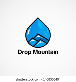 blue drop mountain logo vector concept, icon, element, and template for company
