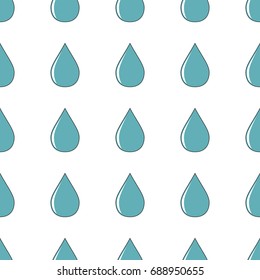 Blue drop seamless pattern in cartoon style isolated on white background vector illustration