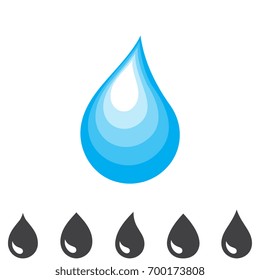 Blue drop vector icon or rain icon isolated on white background