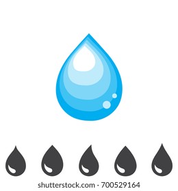 Blue drop vector icon or rain icon isolated on white background