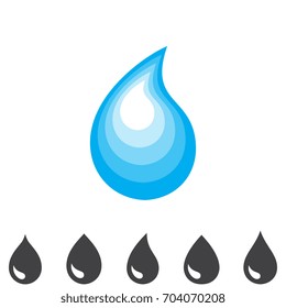 Blue drop vector icon or rain icon isolated on white background