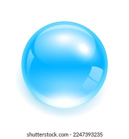 Blue drop water Isolated on white background. Collagen solution vitamins complex from nature. Beauty treatment nutrition skincare design. 3D Realistic Vector.