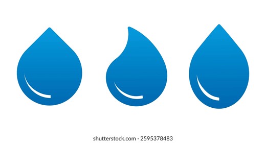 Blue drop of water set.
