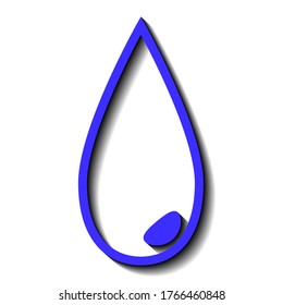 Gota azul de sombra de agua sobre un fondo blanco, signo de diseño, ilustración vectorial