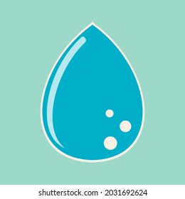 Blue drop of water. Wash gel. Detergent. Raindrop. Vector.
