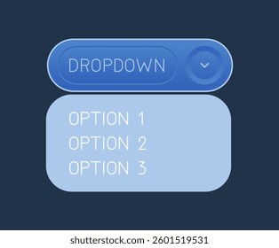 Blue dropdown vector illustraion with arrow icon.