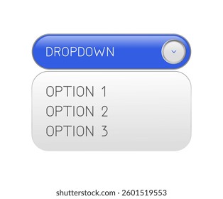 Blue dropdown vector illustraion with arrow icon.