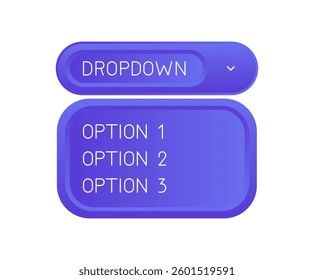 Blue dropdown vector illustraion with arrow icon.
