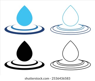 Blue droplet and drop silhouettes set icons on a white background
