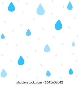 Blue droplets on white background seamless pattern. Water or rain illustration. 