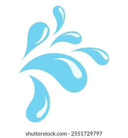 gotas azules, gotas de lluvia, salpicaduras, olas del mar, agua que vierte, iconos de aerosol y Elementos de diseño