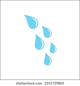 blue drops, raindrops, splash, sea waves, pouring water, spray icons and design elements