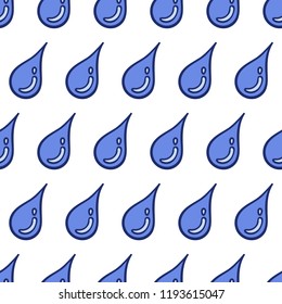 blue drops seamless pattern on white